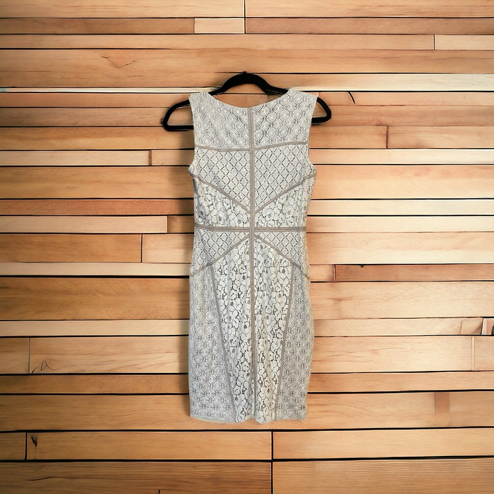 Maggy London Fitted Ivory Lace Sheath Dress